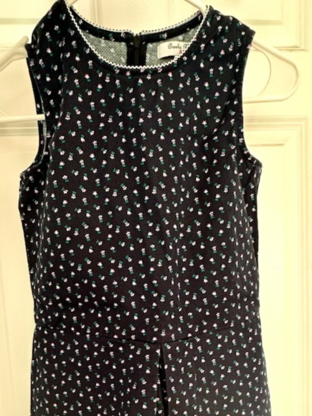 Brooks Brothers Fleece Girls Sleeveless Floral Dress Navy White Pink Size 12